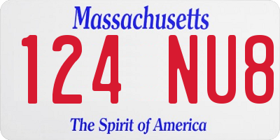MA license plate 124NU8