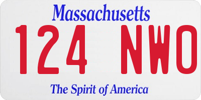 MA license plate 124NW0
