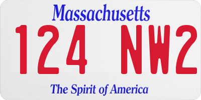 MA license plate 124NW2