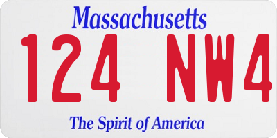 MA license plate 124NW4