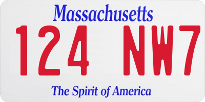 MA license plate 124NW7