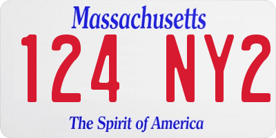 MA license plate 124NY2