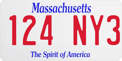 MA license plate 124NY3
