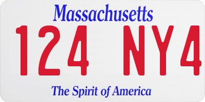 MA license plate 124NY4