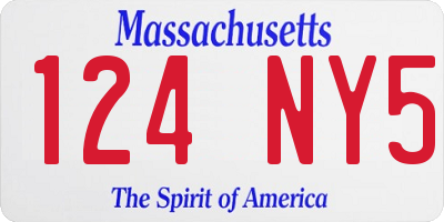 MA license plate 124NY5