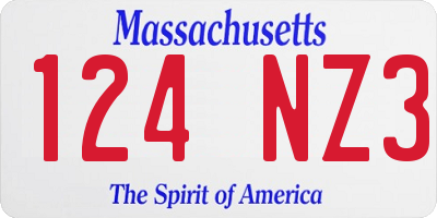 MA license plate 124NZ3