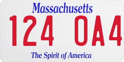 MA license plate 124OA4