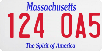 MA license plate 124OA5