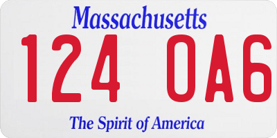 MA license plate 124OA6