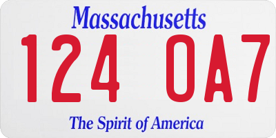 MA license plate 124OA7