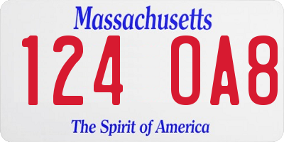 MA license plate 124OA8