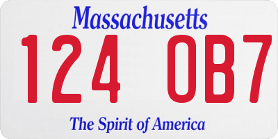 MA license plate 124OB7