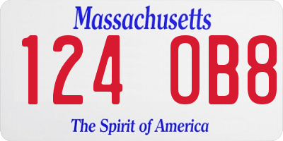 MA license plate 124OB8
