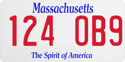 MA license plate 124OB9