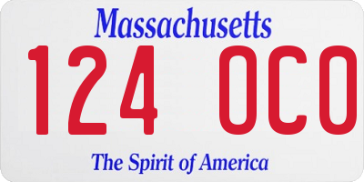 MA license plate 124OC0
