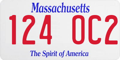 MA license plate 124OC2