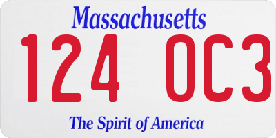 MA license plate 124OC3