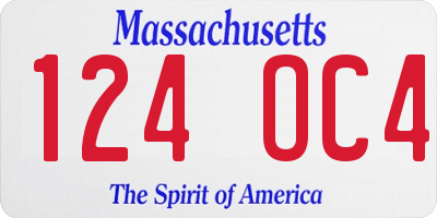 MA license plate 124OC4