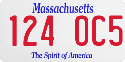 MA license plate 124OC5
