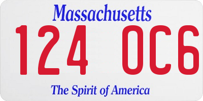 MA license plate 124OC6