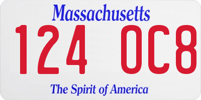 MA license plate 124OC8