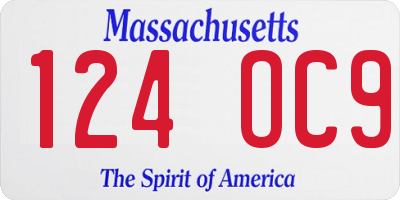 MA license plate 124OC9