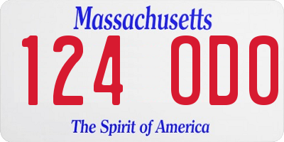 MA license plate 124OD0