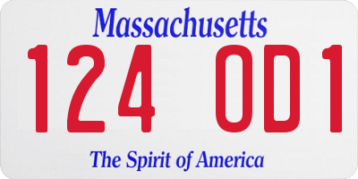 MA license plate 124OD1