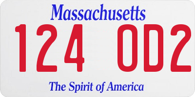 MA license plate 124OD2