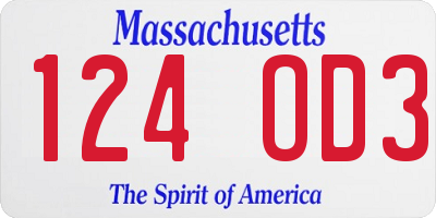 MA license plate 124OD3