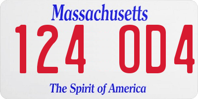 MA license plate 124OD4