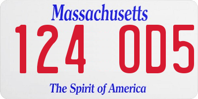 MA license plate 124OD5