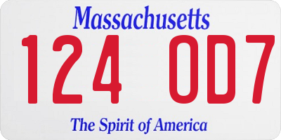 MA license plate 124OD7