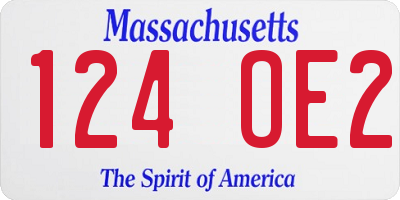 MA license plate 124OE2