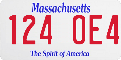 MA license plate 124OE4