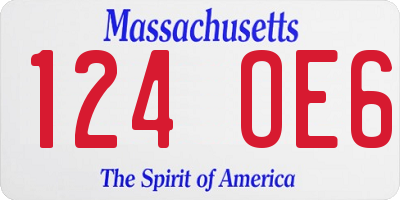 MA license plate 124OE6