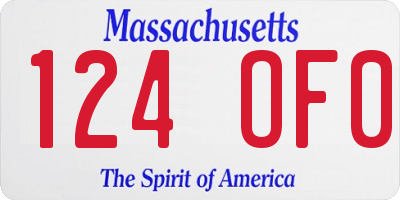MA license plate 124OF0