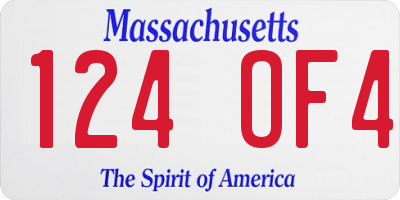 MA license plate 124OF4