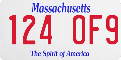 MA license plate 124OF9
