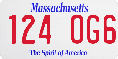 MA license plate 124OG6