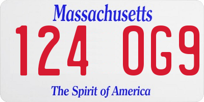 MA license plate 124OG9