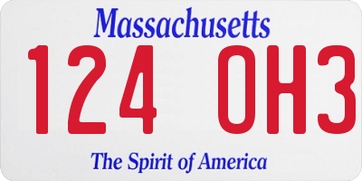 MA license plate 124OH3