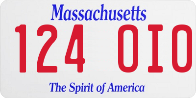 MA license plate 124OI0