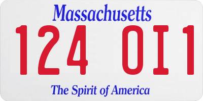 MA license plate 124OI1