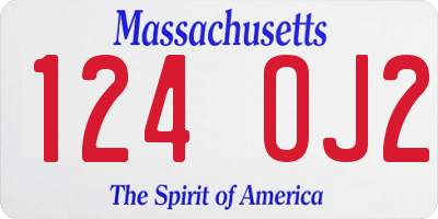 MA license plate 124OJ2