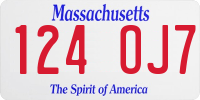 MA license plate 124OJ7