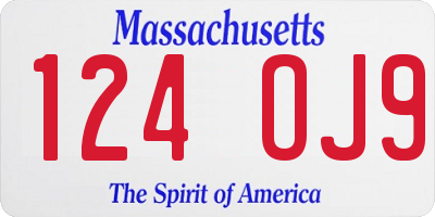 MA license plate 124OJ9
