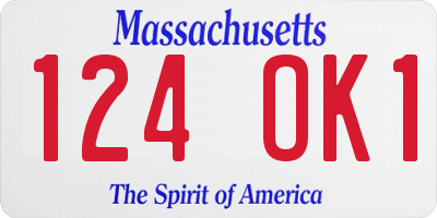 MA license plate 124OK1