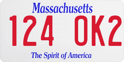 MA license plate 124OK2