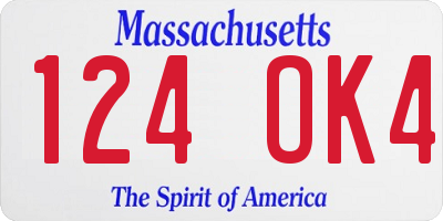 MA license plate 124OK4